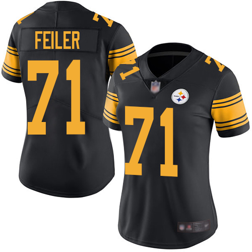 Women Pittsburgh Steelers Football #71 Limited Black Matt Feiler Rush Vapor Untouchable Nike NFL Jersey